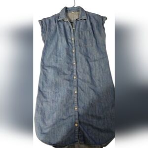 Old Navy Shirt Dress Short Sleeve Chambray Denim Collar Buttons Womens S